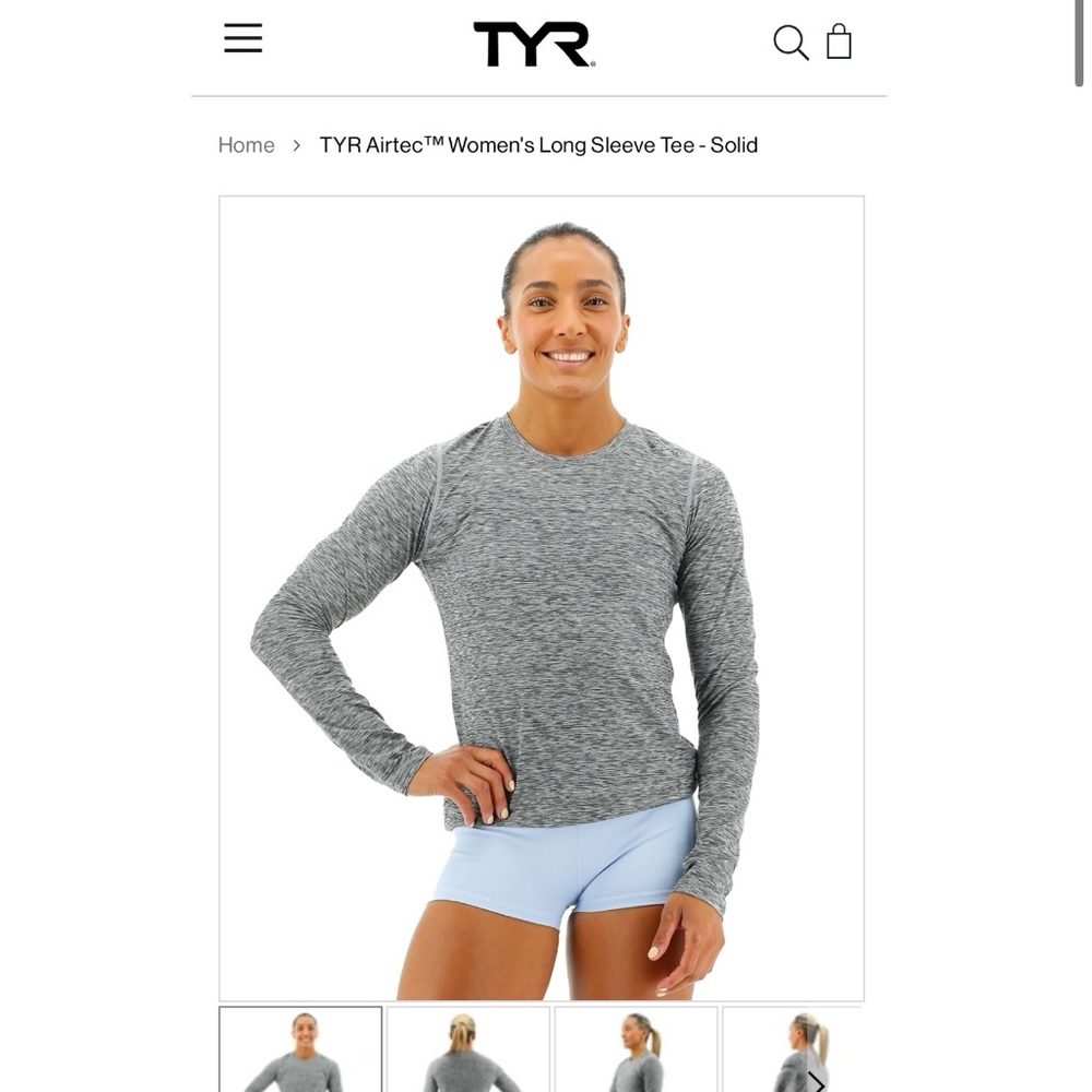 NWOT - TYR Airtec Women's Long Sleeve Tee, Mesh, Heather Grey, Size M/8